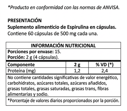 Espirulina Activa: Energía, nutrición y bienestar en una cápsula